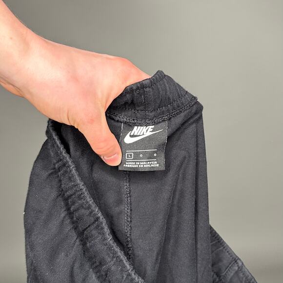 Vintage Y2K Nike Sweatpants Mens L Black White Swoosh Cotton Joggers - Picture 4 of 4